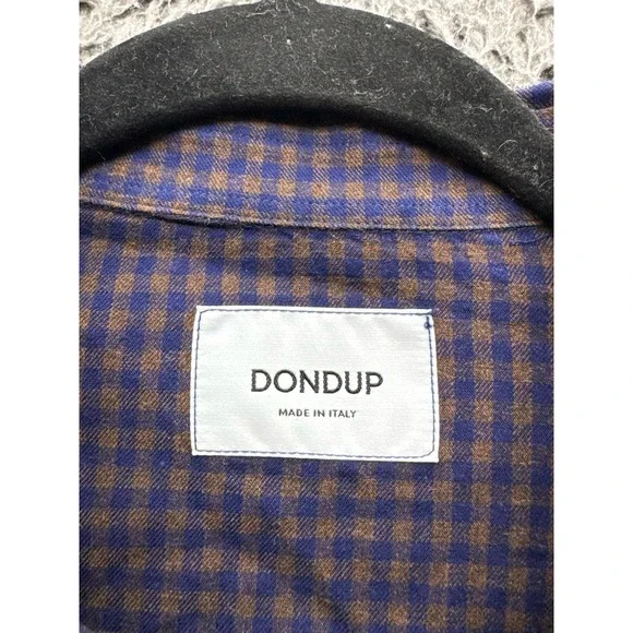 Dondup Cotton Plaid Button Up Long Sleeve Shirt Purple Mens Size L‎